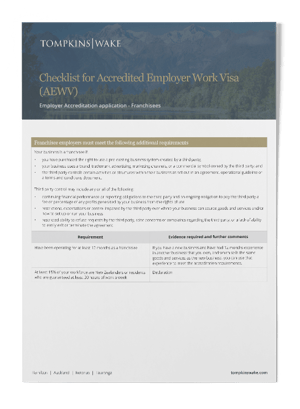 Franchisees Checklist for Employer Accreditation